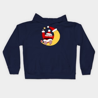 Santa Claus Sloth and Moon Kids Hoodie